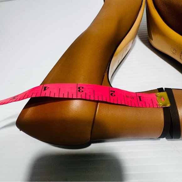 AGL Tan Leather Studded Block Heels Size 39 1/2 - Picture 13 of 15